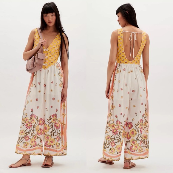 Free People Bali Honeydew Jumpsuit Small NWOT - Picture 1 of 6